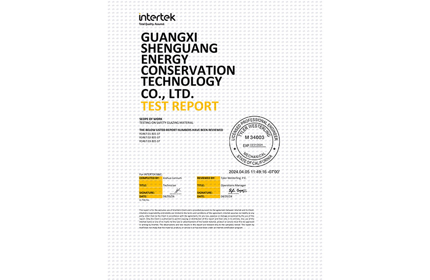 Intertek Certificate
